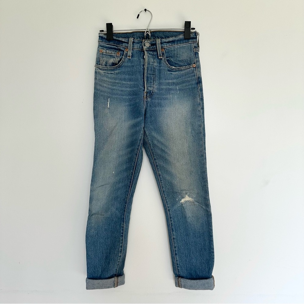 LEVI’S 501s Skinny tapered jeans with rolled cuff | size 24